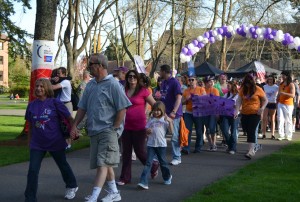 Community members and students walk the circuit to raise money for the American Cancer Society during Relay for Life.  