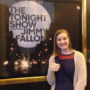 Mast Media's News @ Nine Producer, Allie Reynolds, before seeing Jimmy Fallon's monologue rehearsal in New York City.