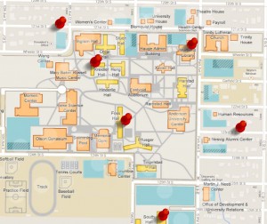 Campus Safety visited six locations during the week of 4/14: Kreidler Hall, 121st St. S., the Library, South Hall, Foss Hall and 123rd St. S.