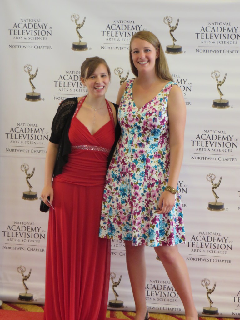 Juniors Camille Adams and Rachel Diebel at the 2014 National Academy of Television Arts & Sciences Northwest College Awards for Excellence ceremony. Photo Courtesy of Camille Adams