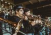 Pep band brings the hype to football season The PLU Pep Band plays at a football game.